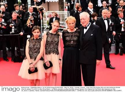 May 14, 2016 - Cannes, France - Actor Max Von Sydow (R) and wife Catherine Brelet (2nd R) attend The BFG (Le Bon Gros Geant - Le BGG) premiere during the 69th annual Cannes Film Festival at the Palais des Festivals on May 14, 2016 in Cannes, France. Cannes France  - ZUMAn230