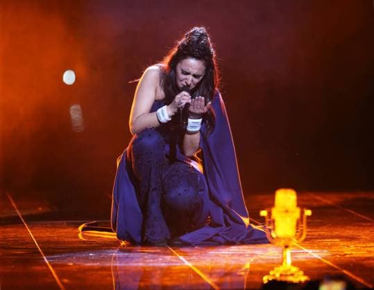 STOCKHOLM, SWEDEN. MAY 15, 2016. Singer Jamala representing Ukraine performs as she wins the 2016 Eurovision Song Contest. Vyacheslav Prokofyev TASS  TS023047