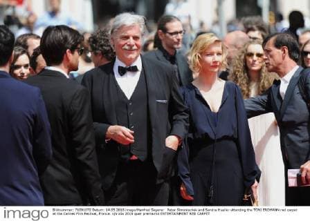 Peter Simonischek and Sandra Hueller attending the TONI ERDMANN red carpet at the Cannes Film Festival, France.