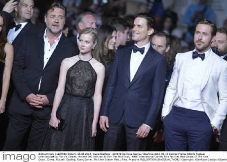207678 De Rosa-Garcia Starface 2016-05-15 Cannes France 69ème Festival International du Film de Cannes. Montée des marches du film The Nice Guys . 69th International Cannes Film Festival. Red Carpet of The Nice Guys . Crowe, Russell; Gosling, Ryan; Bomer, Matthew Staton Matt ; Rice, Angourie  Copyright: xDexRosa-Garciax xStarfacex STAR_207678_019