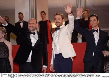 207678 De Rosa-Garcia Starface 2016-05-15 Cannes France 69ème Festival International du Film de Cannes. Montee des marches du film The Nice Guys . 69th International Cannes Film Festival. Red Carpet of The Nice Guys . Crowe, Russell; Gosling, Ryan; Bomer, Matthew Staton Matt  Copyright: xDexRosa-Garciax xStarfacex STAR_207678_091