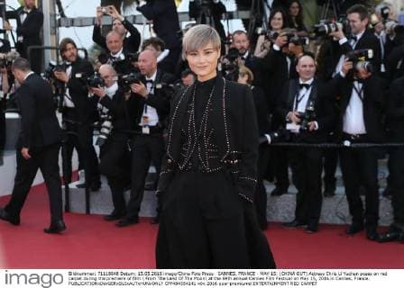 CANNES, FRANCE - MAY 15: (CHINA OUT) Actress Chris Li Yuchun poses on red carpet during the premiere of film From The Land Of The Moon at the 69th annual Cannes Film Festival on May 15, 2016 in Cannes, France.  CFP484554141