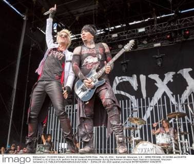 May 15, 2016 - Somerset, Wisconsin, U.S - JAMES MICHAEL, DJ ASHBA and DUSTIN STEINKE (L-R) of Sixx:A.M. perform live at Somerset Amphitheater during the Northern Invasion Music Festival in Somerset, Wisconsin Somerset U.S. - ZUMAs135