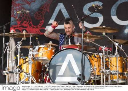 May 15, 2016 - Somerset, Wisconsin, U.S - Drummer RICH BEDDOE of Saint Asonia performs live at Somerset Amphitheater during the Northern Invasion Music Festival in Somerset, Wisconsin Somerset U.S. - ZUMAs135