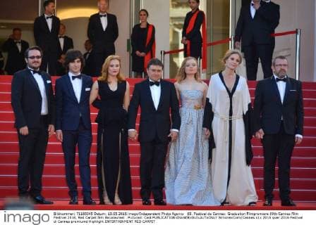 69. Festival de Cannes: Graduation Filmpremiere 69th Cannes Film Festival 2016, Red Carpet film Bacalaureat . Pictured: Cast  SimonexComi Cannes