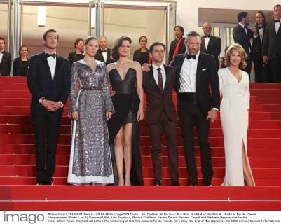 69. Festival de Cannes: It s Only the End of the World - Juste la Fin du Monde Filmpremiere (From L to R) Gaspard Ulliel, Lea Seydoux, Marion Cotillard, Xavier Dolan, Vincent Cassel and Nathalie Baye arrive on the steps of the Palais des Festival before the screening of the film Juste la fin du monde (It s Only the End of the World) at the 69th annual Cannes International Film Festival in Cannes, France on May 19, 2016.  CAN20160519818 DAVIDxSILPA
