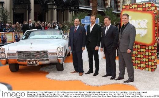 The Nice Guys UK Premiere London, UK. Joel Silver, Ryan Gosling, Russell Crowe and Shane Black at The Nice Guys UK Premiere at the Odeon Leicester Square, London on May 19th 2016. LMK73 -60314-200516 