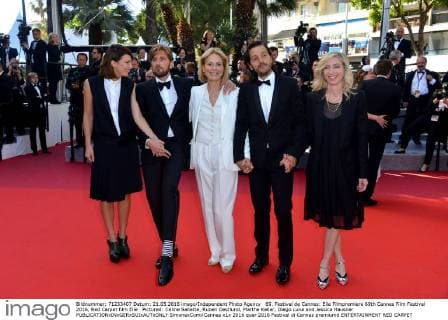 69. Festival de Cannes: Elle Filmpremiere 69th Cannes Film Festival 2016, Red Carpet film Elle . Pictured: Celine Sallette, Ruben Oestlund, Marthe Keller, Diego Luna and Jessica Hausner  SimonexComi Cannes