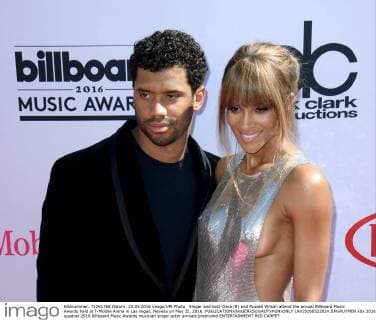 Singer and host Ciara (R) and Russell Wilson attend the annual Billboard Music Awards held at T-Mobile Arena in Las Vegas, Nevada on May 22, 2016.  LAV20160522024 JIMxRUYMEN