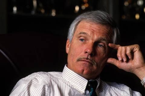 Apr. 12, 2011 - Atlanta, GA, USA - Ted Turner, founder of Turner Broadcasting and Cable News Network, in his office at CNN Center, 1990. - ZUMAn03_