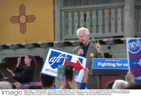 May 24, 2016 - U.S. - Former President Bill Clinton speaks to a crowd at the Plaza de Espanola in Espanola Tuesday May 24, 2016. Pres. Clinton is crossing New Mexico campaiging for his wife and Democratic presidental candidate Hillary Clinton. U.S. - ZUMAab1_