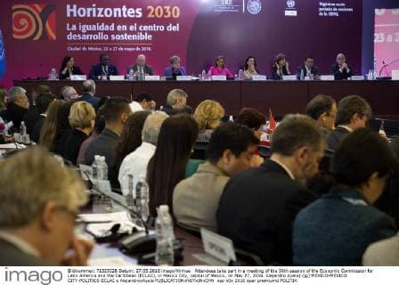 Attendees take part in a meeting of the 36th session of the Economic Commission for Latin America and the Caribbean (ECLAC), in Mexico City, capital of Mexico, on May 27, 2016. Alejandro Ayala) (jg) MEXICO-MEXICO CITY-POLITICS-ECLAC e AlejandroxAyala 