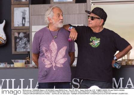 May 27, 2016 - Napa, California, U.S - CHEECH MARIN (R) and TOMMY CHONG demonstrate food preparation during BottleRock Napa Valley music festival at Napa Valley Expo in Napa, California Napa U.S. - ZUMAs135