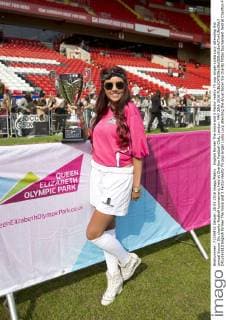 English former The Voice and X Factor reality TV pop singer Lydia Lucy attending the annual Soccer Six charity football tournament, held at Charlton Football Club, London. MAY 28th 2016  DFLx161613