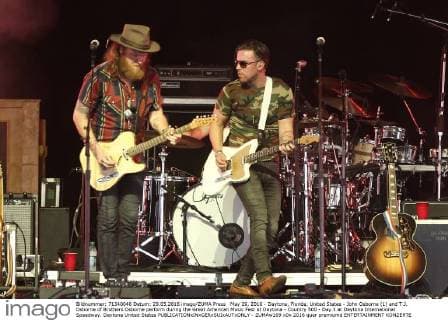 May 29, 2016 - Daytona, Florida, United States - John Osborne (L) and T.J. Osborne of Brothers Osborne perform during the Great American Music Fest at Daytona - Country 500 - Day 3 at Daytona International Speedway. Daytona United States - ZUMAw109