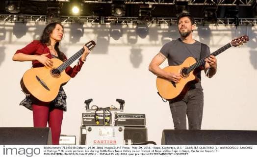 May 29, 2016 - Napa, California, U.S - GABRIELA QUINTERO (L) and RODRIGO SANCHEZ of Rodrigo Y Gabriela perform live during BottleRock Napa Valley music festival at Napa Valley Expo in Napa, California Napa U.S. - ZUMAs135