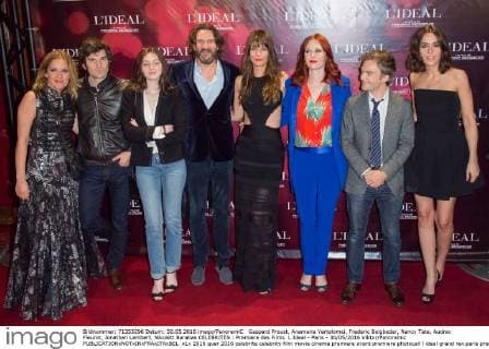Gaspard Proust, Anamaria Vartolomei, Frederic Beigbeder, Nancy Tate, Audrey Fleurot, Jonathan Lambert, Nikolett Barabas CELEBRITES : Premiere des Films L Ideal - Paris - 30 05 2016 Viktor Panoramic 