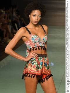 A model presents a swimsuit creation by Aguaclara fashion designers during the Miami Fashion Week at the Ice Palace, Miami, Florida, June 3, 2016.  MIA20160603111 GARYxIxROTHSTEIN