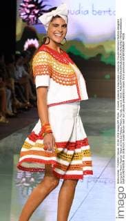 A model presents a beachwear creation by Claudia Bertolero fashion designers during the Miami Fashion Week at the Ice Palace, Miami, Florida, June 3, 2016.  MIA20160603210 GARYxIxROTHSTEIN