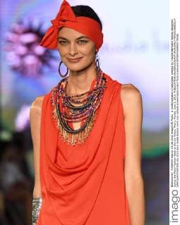 A model presents a beachwear creation by Claudia Bertolero fashion designers during the Miami Fashion Week at the Ice Palace, Miami, Florida, June 3, 2016.  MIA20160603214 GARYxIxROTHSTEIN