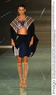 A model presents a day time creation by Alvarno fashion designers during the Miami Fashion Week at the Ice Palace, Miami, Florida, June 3, 2016.  MIA20160603405 GARYxIxROTHSTEIN