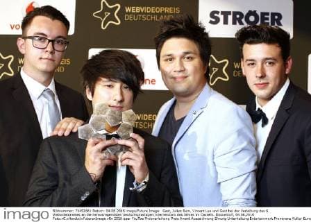 Gast, Julien Bam, Vincent Lee und Gast bei der Verleihung des 6. Webvideopreises an die herausragendsten deutschsprachigen Internetstars des Jahres im Castello. Düsseldorf, 04.06.2016 Foto:xC.xHardtx xFuturexImage