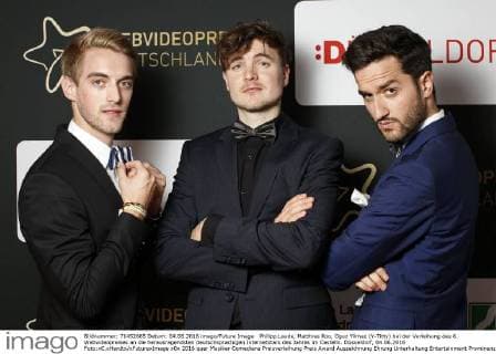 Philipp Laude, Matthias Roo, Oguz Yilmaz (Y-Titty) bei der Verleihung des 6. Webvideopreises an die herausragendsten deutschsprachigen Internetstars des Jahres im Castello. Düsseldorf, 04.06.2016 Foto:xC.xHardtx xFuturexImage