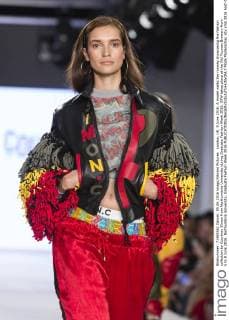 London, UK. 5 June 2016. A model walks the runway showcasing the fashion collection by Courtney Simon from Northumbria University during Graduate Fashion Week 2016. GFW takes place at the Old Truman Brewery from 5 to 8 June 2016. Northumbria University, Graduate Fashion Week 2016 