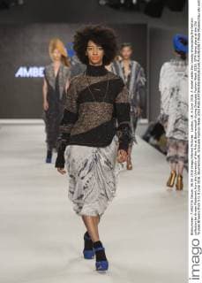 London, UK. 6 June 2016. A model walks the runway showcasing the fashion collection by Amber Maidment from the University of the Arts at Bournemouth during Graduate Fashion Week 2016. GFW takes place at the Old Truman Brewery from 5 to 8 June 2016. Bournemouth, Graduate Fashion Week 2016 