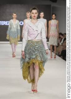 London, UK. 6 June 2016. A model walks the runway showcasing the fashion collection by Tereza Kocichova from the University of the Arts at Bournemouth during Graduate Fashion Week 2016. GFW takes place at the Old Truman Brewery from 5 to 8 June 2016. Bournemouth, Graduate Fashion Week 2016 