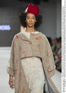 London, UK. 6 June 2016. A model walks the runway showcasing the fashion collection by Jeka Ross from the University of the Arts at Bournemouth during Graduate Fashion Week 2016. GFW takes place at the Old Truman Brewery from 5 to 8 June 2016. Bournemouth, Graduate Fashion Week 2016 