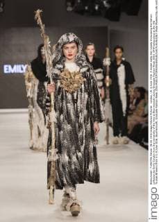 London, UK. 6 June 2016. A model walks the runway showcasing the fashion collection by Emily Condon from the University of the Arts at Bournemouth during Graduate Fashion Week 2016. GFW takes place at the Old Truman Brewery from 5 to 8 June 2016. Bournemouth, Graduate Fashion Week 2016 