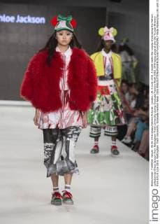 London, UK. 6 June 2016. A model walks the runway showcasing the fashion collection by Chloe Jackson from Nottingham Trent University during Graduate Fashion Week 2016. GFW takes place at the Old Truman Brewery from 5 to 8 June 2016. Nottingham Trent University, Graduate Fashion Week 2016 