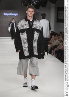 London, UK. 6 June 2016. A model walks the runway showcasing the fashion collection by Tanya Karagic from Nottingham Trent University during Graduate Fashion Week 2016. GFW takes place at the Old Truman Brewery from 5 to 8 June 2016. Nottingham Trent University, Graduate Fashion Week 2016 
