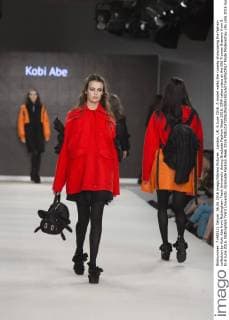 London, UK. 6 June 2016. A model walks the runway showcasing the fashion collection by Koki Abe from Nottingham Trent University during Graduate Fashion Week 2016. GFW takes place at the Old Truman Brewery from 5 to 8 June 2016. Nottingham Trent University, Graduate Fashion Week 2016 