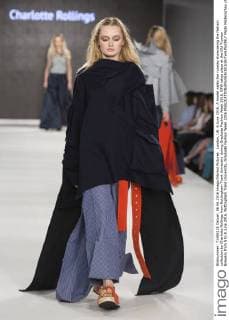 London, UK. 6 June 2016. A model walks the runway showcasing the fashion collection by Charlotte Rollings from Nottingham Trent University during Graduate Fashion Week 2016. GFW takes place at the Old Truman Brewery from 5 to 8 June 2016. Nottingham Trent University, Graduate Fashion Week 2016 