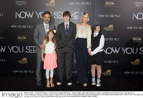 Mark Ruffalo with wife Sunrise Coigney, and family arrive at the Now You See Me 2 world premiere, Monday, June 6, 2016 in New York City.  NYP201604269124 BRYANxR.xSMITH
