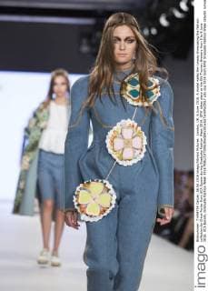 London, UK. 6 June 2016. A model walks the runway showcasing the fashion collection by Chloe Porter from UCA Epsom during Graduate Fashion Week 2016. GFW takes place at the Old Truman Brewery from 5 to 8 June 2016. UCA Epsom, Graduate Fashion Week 2016 