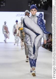 London, UK. 6 June 2016. A model walks the runway showcasing the fashion collection by Joana Freitas from Kingston University (London) during Graduate Fashion Week 2016. GFW takes place at the Old Truman Brewery from 5 to 8 June 2016. Kingston University, Graduate Fashion Week 2016 