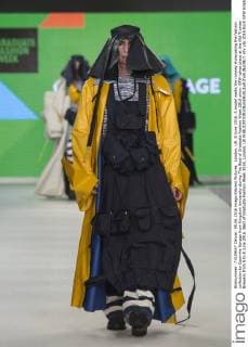 London, UK. 8 June 2016. A model walks the runway showcasing the fashion collection by Caoimhe Savage from Kingston University during The Best of Graduate Fashion Week 2016 show. GFW takes place at the Old Truman Brewery from 5 to 8 June 2016. Best of Graduate Fashion Week 2016, London, UK 