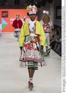 London, UK. 8 June 2016. A model walks the runway showcasing the fashion collection by Chloe Jackson from Nottingham Trent University during The Best of Graduate Fashion Week 2016 show. GFW takes place at the Old Truman Brewery from 5 to 8 June 2016. Best of Graduate Fashion Week 2016, London, UK 