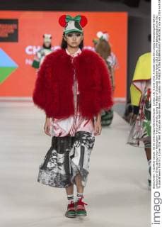 London, UK. 8 June 2016. A model walks the runway showcasing the fashion collection by Chloe Jackson from Nottingham Trent University during The Best of Graduate Fashion Week 2016 show. GFW takes place at the Old Truman Brewery from 5 to 8 June 2016. Best of Graduate Fashion Week 2016, London, UK 