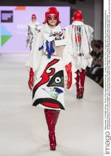London, UK. 8 June 2016. A model walks the runway showcasing the fashion collection by Feiyve Ma from Birmingham City University during The Best of Graduate Fashion Week 2016 show. GFW takes place at the Old Truman Brewery from 5 to 8 June 2016. Best of Graduate Fashion Week 2016, London, UK 