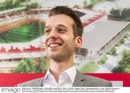 Erfurt , 090616 , Stadion Erfurt , Steigerwaldstadion , Arena , Multifunktionsarena , Baufortschritt , Pressekonferenz zum Aufbau der Bühne für das Konzert von Herbert Grönemeyer im Bild: Christian Fothe Prokurist Arena Erfurt