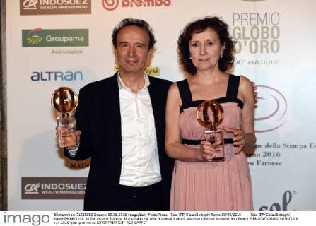 Foto IPP GioiaxBotteghi Roma 09 06 2016 - Foto IPP GioiaxBotteghi Rome 09 06 2016 in the picture Roberto Benigni and his wife Nicoletta Braschi with the Lifetime Achievement Award  0