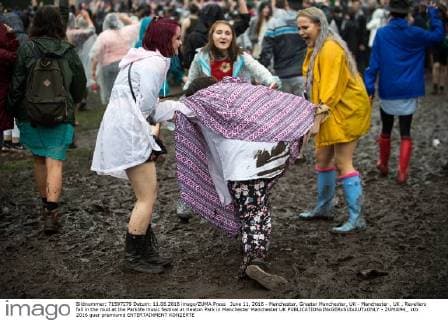 June 11, 2016 - Manchester, Greater Manchester, UK - Manchester , UK . Revellers fall in the mud at the Parklife music festival at Heaton Park in Manchester Manchester UK  - ZUMAl94_