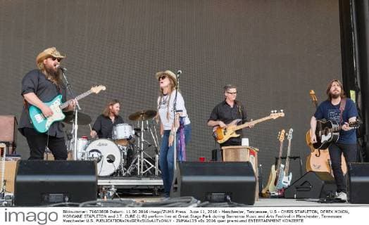 June 11, 2016 - Manchester, Tennessee, U.S - CHRIS STAPLETON, DEREK MIXON, MORGANE STAPLETON and J.T. CURE (L-R) perform live at Great Stage Park during Bonnaroo Music and Arts Festival in Manchester, Tennessee Manchester U.S. - ZUMAs135