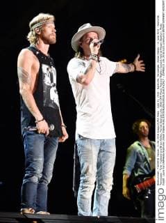June 11, 2016 - Nashville, Tennessee, United States - 11 June 2016 - Nashville, Tennessee - Tyler Hubbard and Brian Kelley, Florida Georgia Line. 2016 CMA Music Festival Nightly Concert held at Nissan Stadium. Photo Credit: Laura Farr AdMedia Nashville United States - ZUMAa123