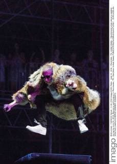 June 11, 2016 - Manchster, TN, United States - Macklemore jumps above a speaker during his June 11, 2016, Bonnaroo performance in Manchester, TN. Manchster United States  - ZUMAn230