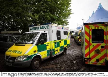 June 12, 2016 - Manchester, Greater Manchester, UK - Manchester , UK . Ambulances at the Parklife music festival at Heaton Park in Manchester as GMP extend an appeal to find Rebecca Dacre , 26 from Ulverston , who went missing during the festival last night (11th June 2016) Manchester UK  - ZUMAl94_